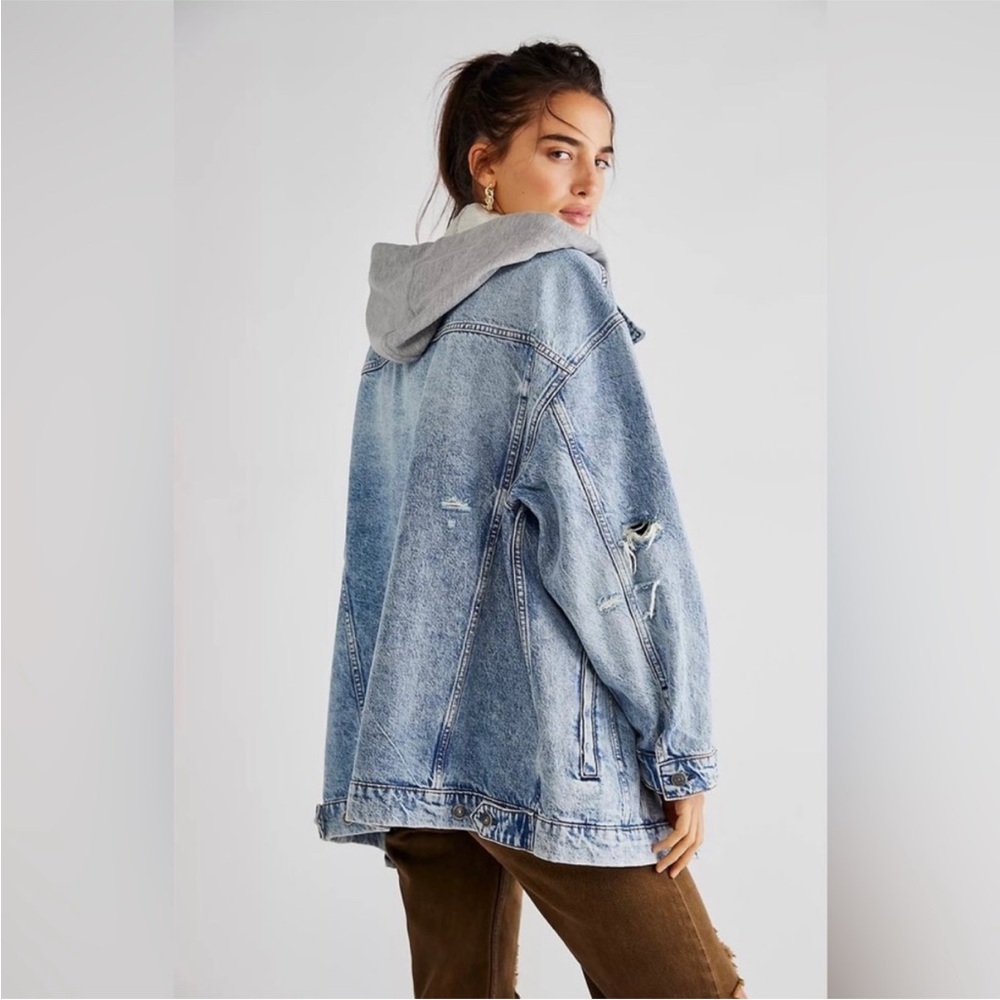 Free People We the Free Flawless distressed oversized denim jacket - Picture 3 of 11
